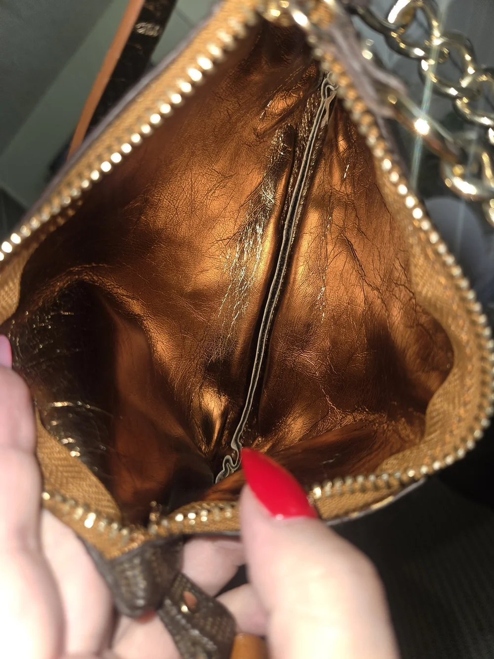 Michael Kors Brown Logo Belt Bag with Gold Chain Strap